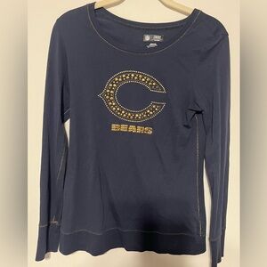 Women’s Size Medium Chicago Bears NFL Team Apparel LS Gold Gem Beaded Shirt